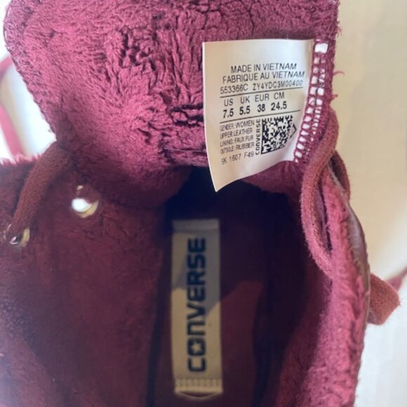 Converse All Star Leather High Top Burgandy Womens Size 7.5 - Picture 8 of 12
